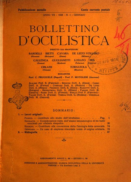 Bollettino d'oculistica periodico d'oculistica pratica