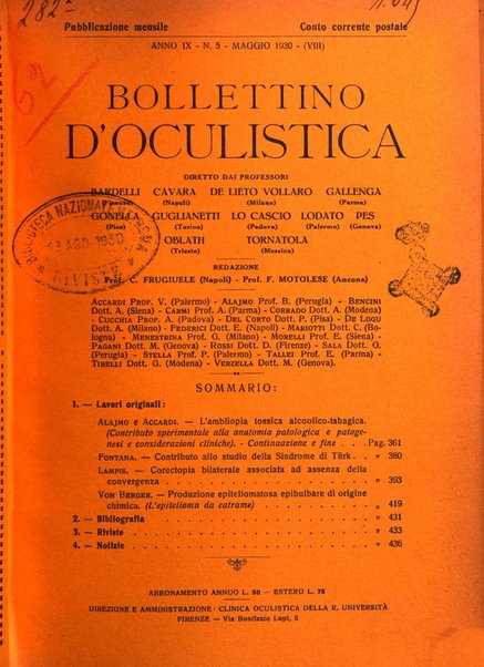 Bollettino d'oculistica periodico d'oculistica pratica