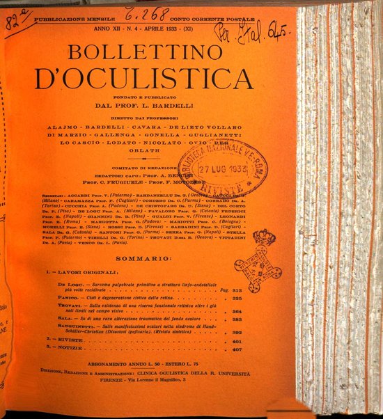 Bollettino d'oculistica periodico d'oculistica pratica