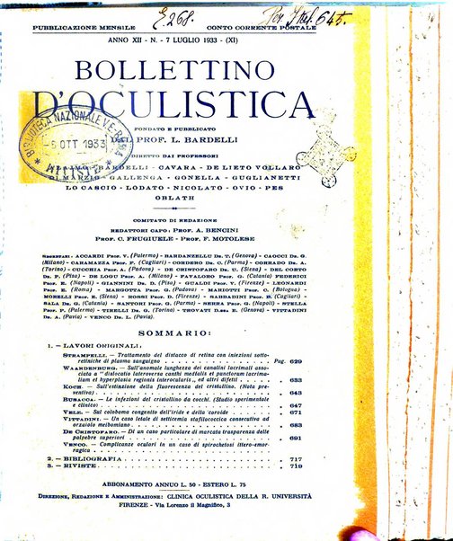 Bollettino d'oculistica periodico d'oculistica pratica