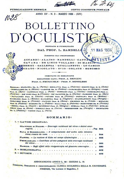 Bollettino d'oculistica periodico d'oculistica pratica