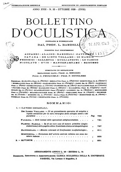 Bollettino d'oculistica periodico d'oculistica pratica