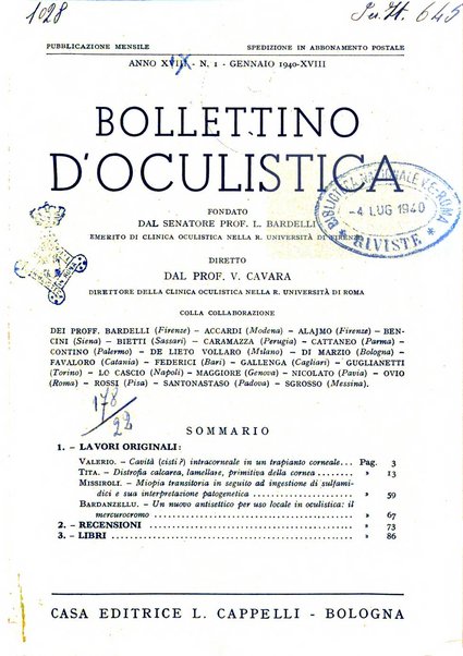 Bollettino d'oculistica periodico d'oculistica pratica