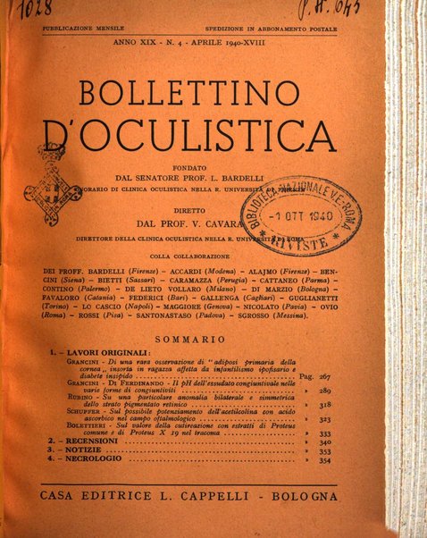 Bollettino d'oculistica periodico d'oculistica pratica