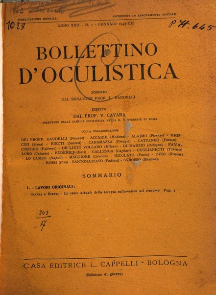 Bollettino d'oculistica periodico d'oculistica pratica