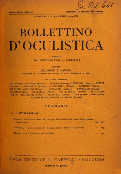 Bollettino d'oculistica periodico d'oculistica pratica