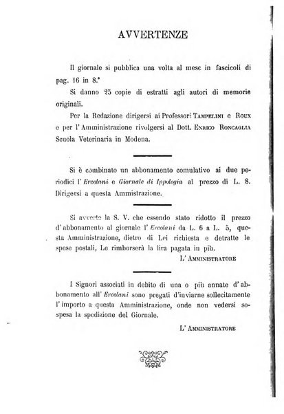 L'Ercolani periodico di medicina veterinaria