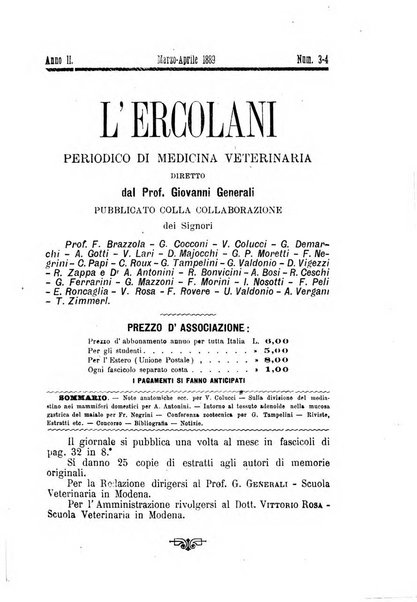 L'Ercolani periodico di medicina veterinaria