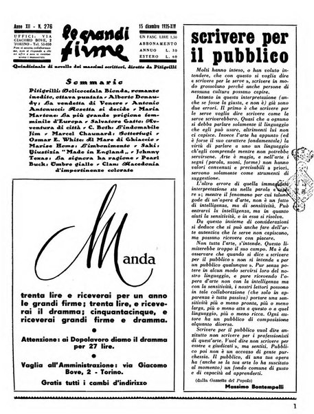 Le grandi firme quindicinale di novelle dei massimi scrittori