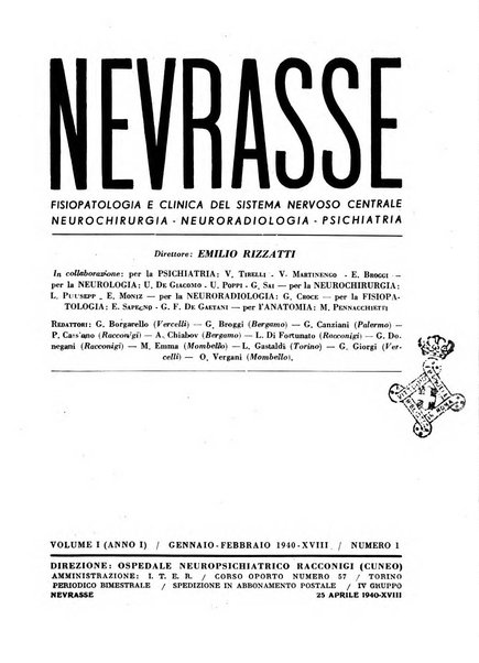 Nevrasse fisiopatologia e clinica del sistema nervoso centrale, neurochirurgia, neuroradiologia, psichiatria