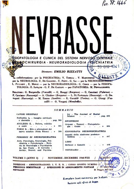 Nevrasse fisiopatologia e clinica del sistema nervoso centrale, neurochirurgia, neuroradiologia, psichiatria