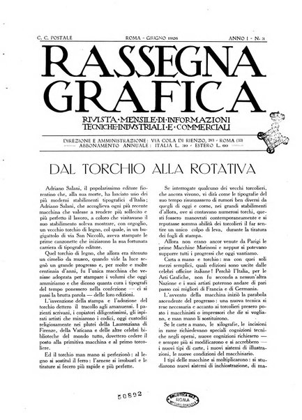 Rassegna grafica rivista mensile di informazioni tecniche, industriali e commerciali