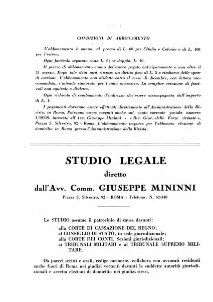 Rivista giuridica delle forze armate Pubblicazione mensile diretta da Giuseppe Mininni