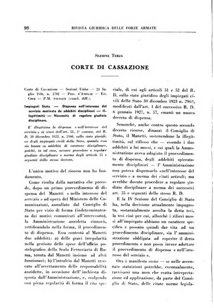 Rivista giuridica delle forze armate Pubblicazione mensile diretta da Giuseppe Mininni