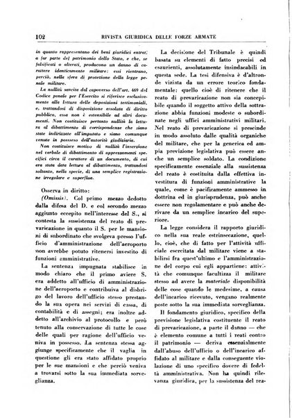 Rivista giuridica delle forze armate Pubblicazione mensile diretta da Giuseppe Mininni