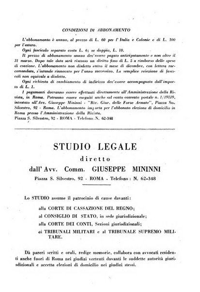 Rivista giuridica delle forze armate Pubblicazione mensile diretta da Giuseppe Mininni