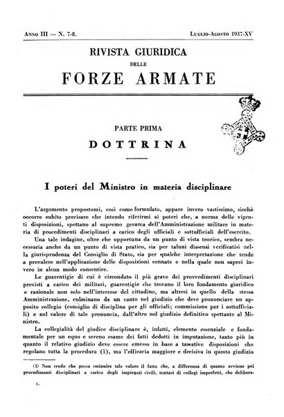 Rivista giuridica delle forze armate Pubblicazione mensile diretta da Giuseppe Mininni