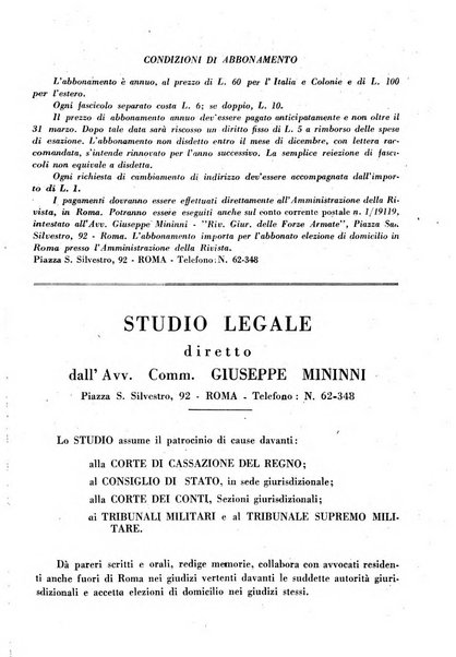 Rivista giuridica delle forze armate Pubblicazione mensile diretta da Giuseppe Mininni