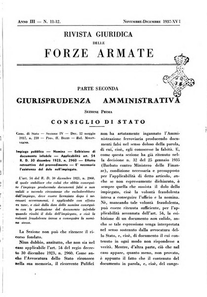 Rivista giuridica delle forze armate Pubblicazione mensile diretta da Giuseppe Mininni