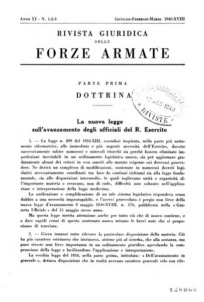 Rivista giuridica delle forze armate Pubblicazione mensile diretta da Giuseppe Mininni