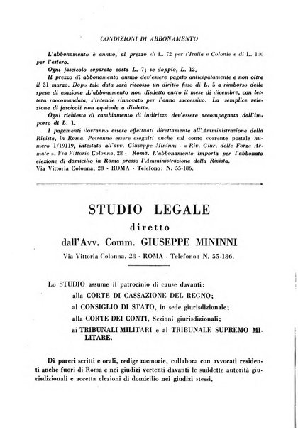 Rivista giuridica delle forze armate Pubblicazione mensile diretta da Giuseppe Mininni