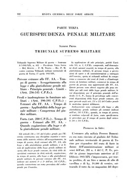 Rivista giuridica delle forze armate Pubblicazione mensile diretta da Giuseppe Mininni