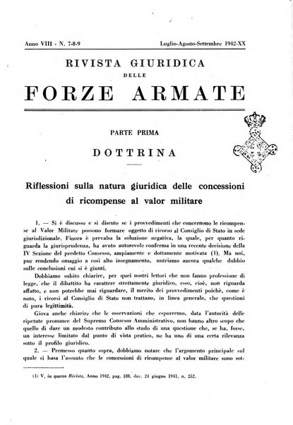 Rivista giuridica delle forze armate Pubblicazione mensile diretta da Giuseppe Mininni