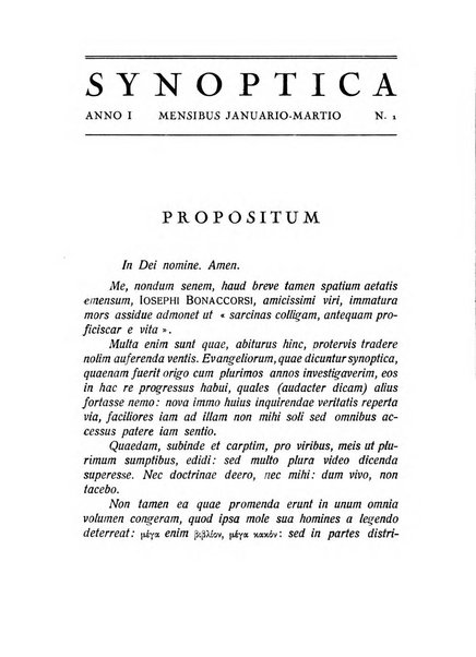 Synoptica Commentarii trimestres. A Primo Vannutelli sacerdote editi