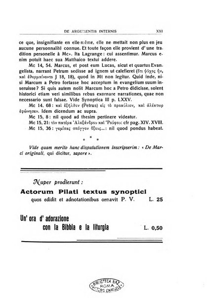 Synoptica Commentarii trimestres. A Primo Vannutelli sacerdote editi