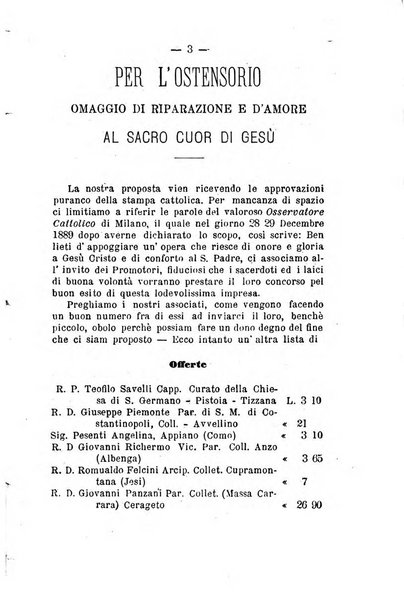 Il tabernacolo dell'amore periodico mensile in onore del ss. Sacramento