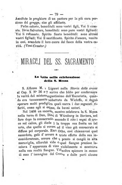 Il tabernacolo dell'amore periodico mensile in onore del ss. Sacramento