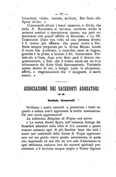 Il tabernacolo dell'amore periodico mensile in onore del ss. Sacramento