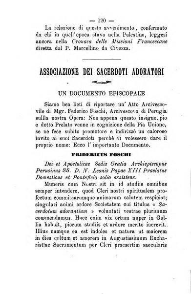 Il tabernacolo dell'amore periodico mensile in onore del ss. Sacramento