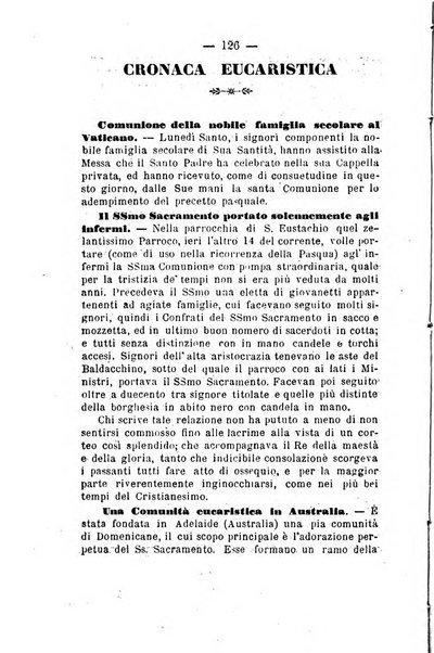 Il tabernacolo dell'amore periodico mensile in onore del ss. Sacramento