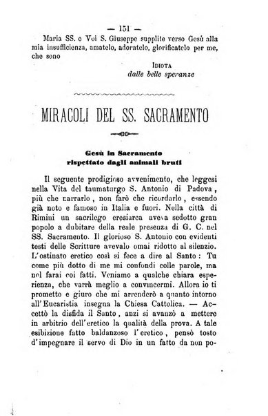 Il tabernacolo dell'amore periodico mensile in onore del ss. Sacramento