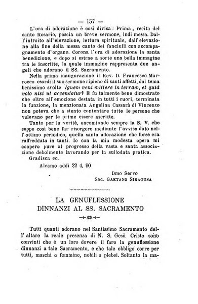 Il tabernacolo dell'amore periodico mensile in onore del ss. Sacramento