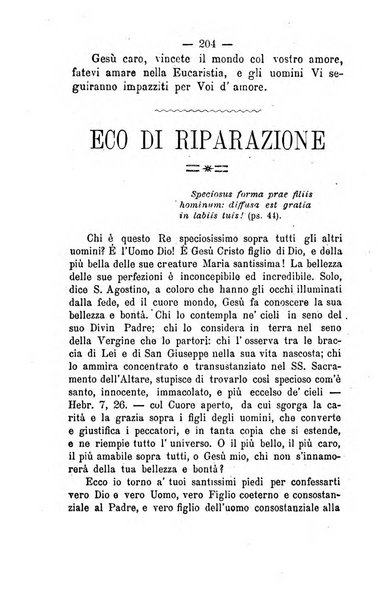 Il tabernacolo dell'amore periodico mensile in onore del ss. Sacramento