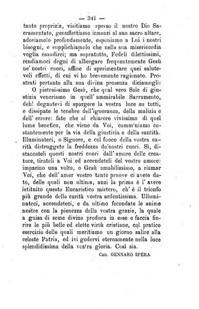 Il tabernacolo dell'amore periodico mensile in onore del ss. Sacramento