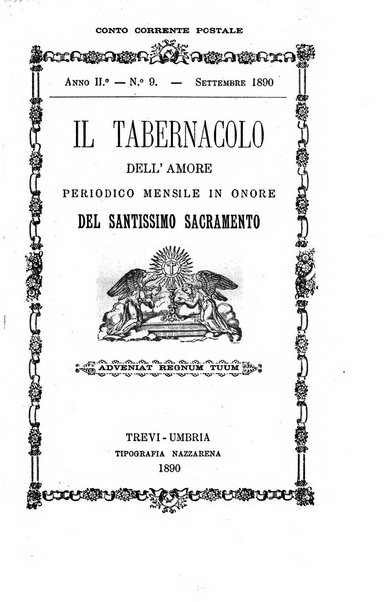 Il tabernacolo dell'amore periodico mensile in onore del ss. Sacramento