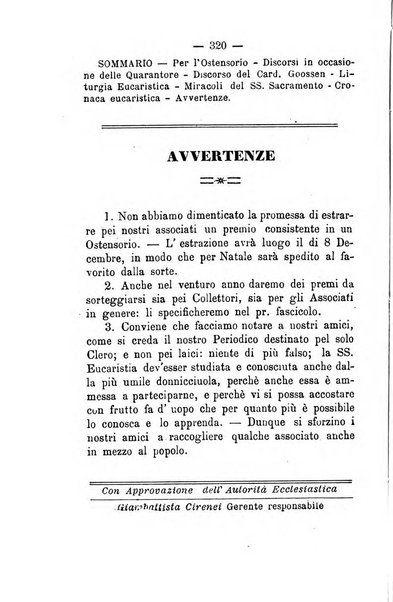 Il tabernacolo dell'amore periodico mensile in onore del ss. Sacramento