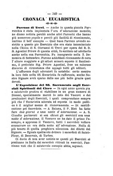 Il tabernacolo dell'amore periodico mensile in onore del ss. Sacramento