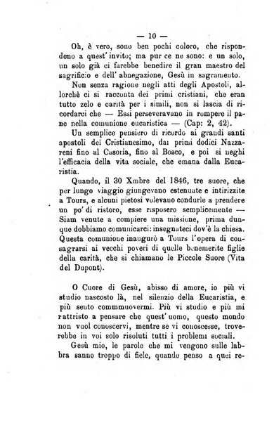 Il tabernacolo dell'amore periodico mensile in onore del ss. Sacramento