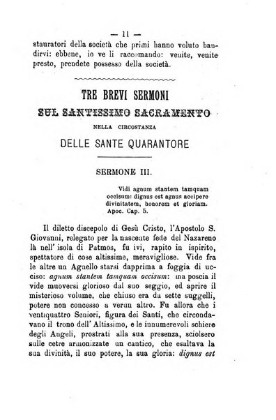 Il tabernacolo dell'amore periodico mensile in onore del ss. Sacramento