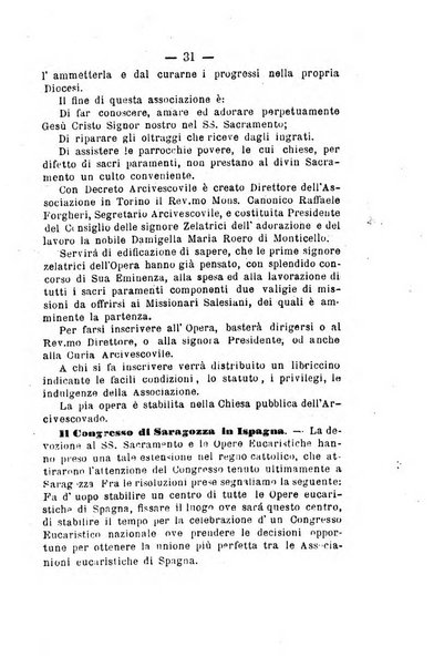 Il tabernacolo dell'amore periodico mensile in onore del ss. Sacramento