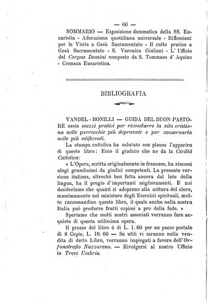 Il tabernacolo dell'amore periodico mensile in onore del ss. Sacramento