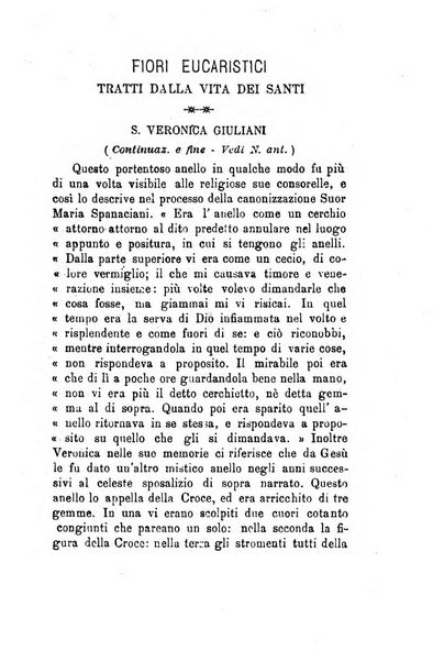 Il tabernacolo dell'amore periodico mensile in onore del ss. Sacramento