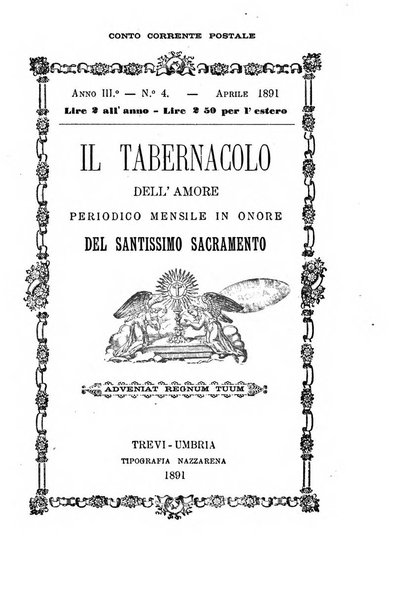 Il tabernacolo dell'amore periodico mensile in onore del ss. Sacramento