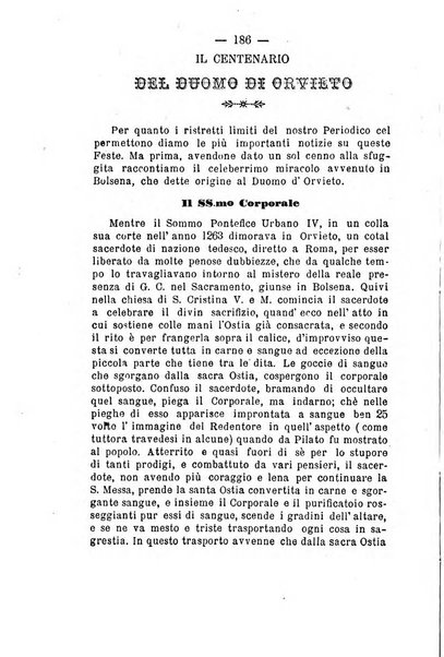 Il tabernacolo dell'amore periodico mensile in onore del ss. Sacramento