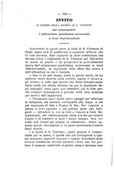 Il tabernacolo dell'amore periodico mensile in onore del ss. Sacramento