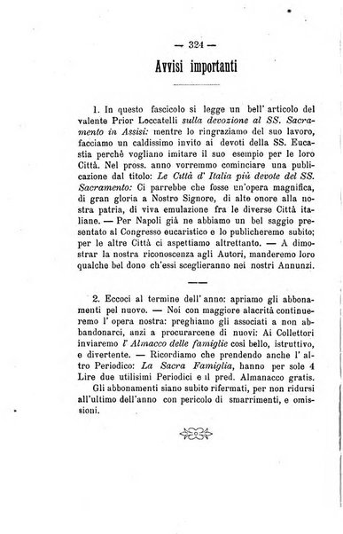 Il tabernacolo dell'amore periodico mensile in onore del ss. Sacramento